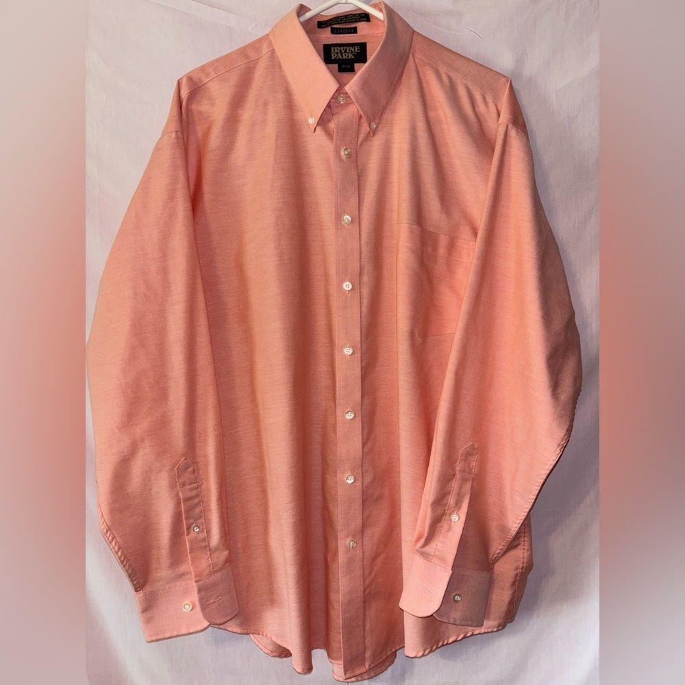 Casual Peach Button Down Shirt with Classic Collar